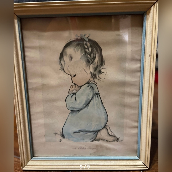 1970's " A Child's Prayer" Framed Art (SET) - Picture 9 of 9
